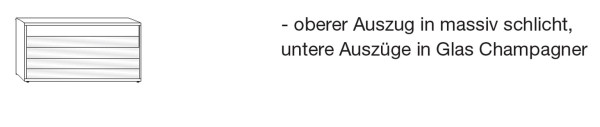 Schubkastenkommode Valetta 141 cm mit 5 Schubkästen teilmassiv