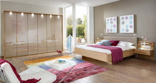 Schlafzimmer Torino Eiche teilmassiv Glas Sahara