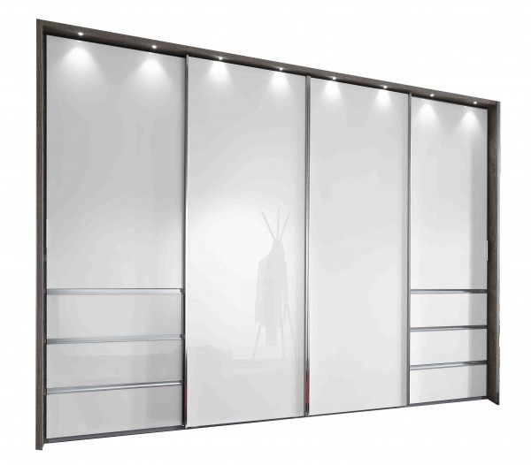 Kleiderschrank Malibu Breite 330 cm Glas weiß, Angebot | Massiva